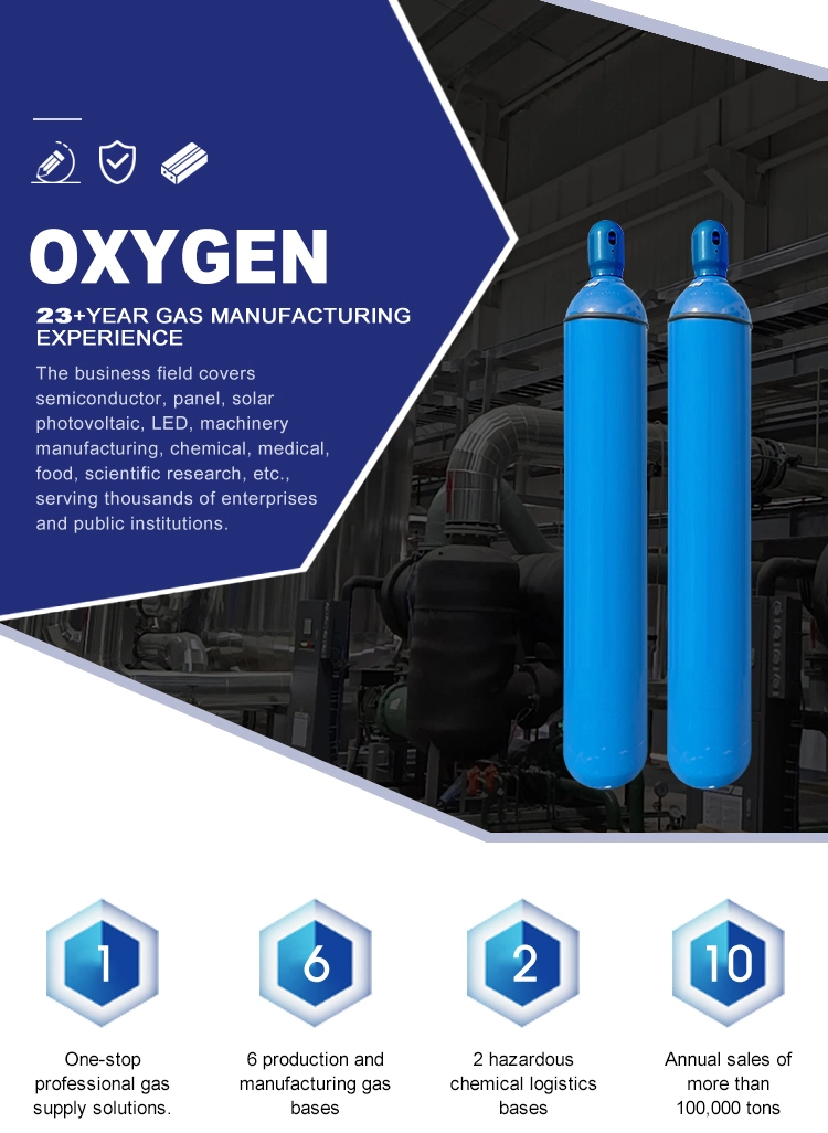 Medical Grade Industry Gas 40L Oxygen Hydrogen Oxygene Cylinder Gas Oxygen for Sale