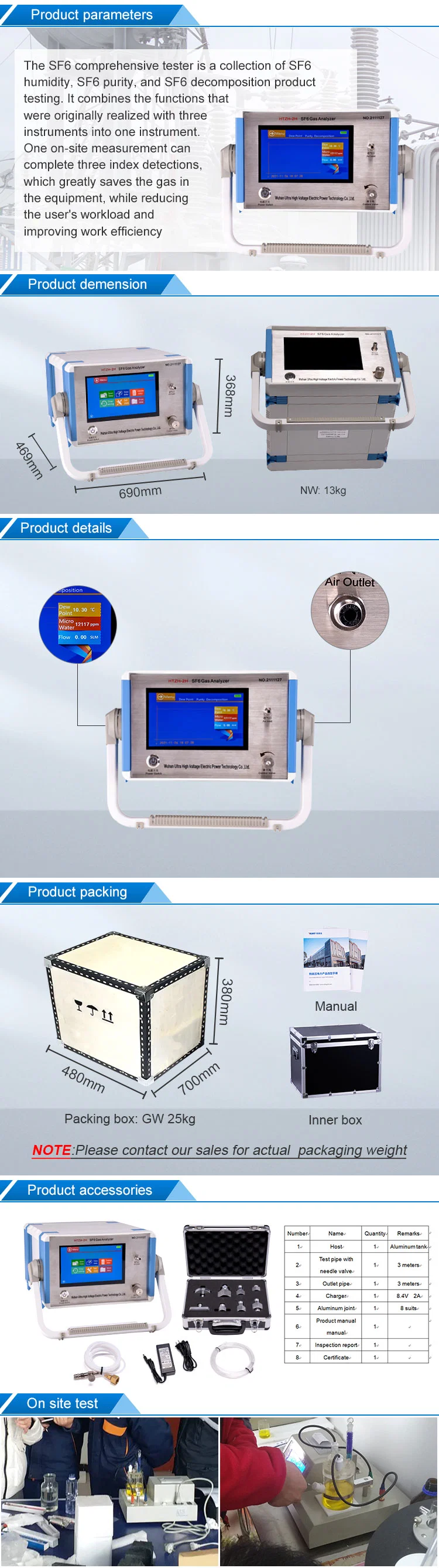 Htzh-2h Portable Sf6 Dew Point Analysis Instrument with Temperature Compensation Function