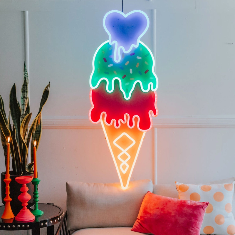 Factory Price Outdoor Indoor LED Custom Made Ice Cream Neon Sign for Event Party Bar Coffee Shop